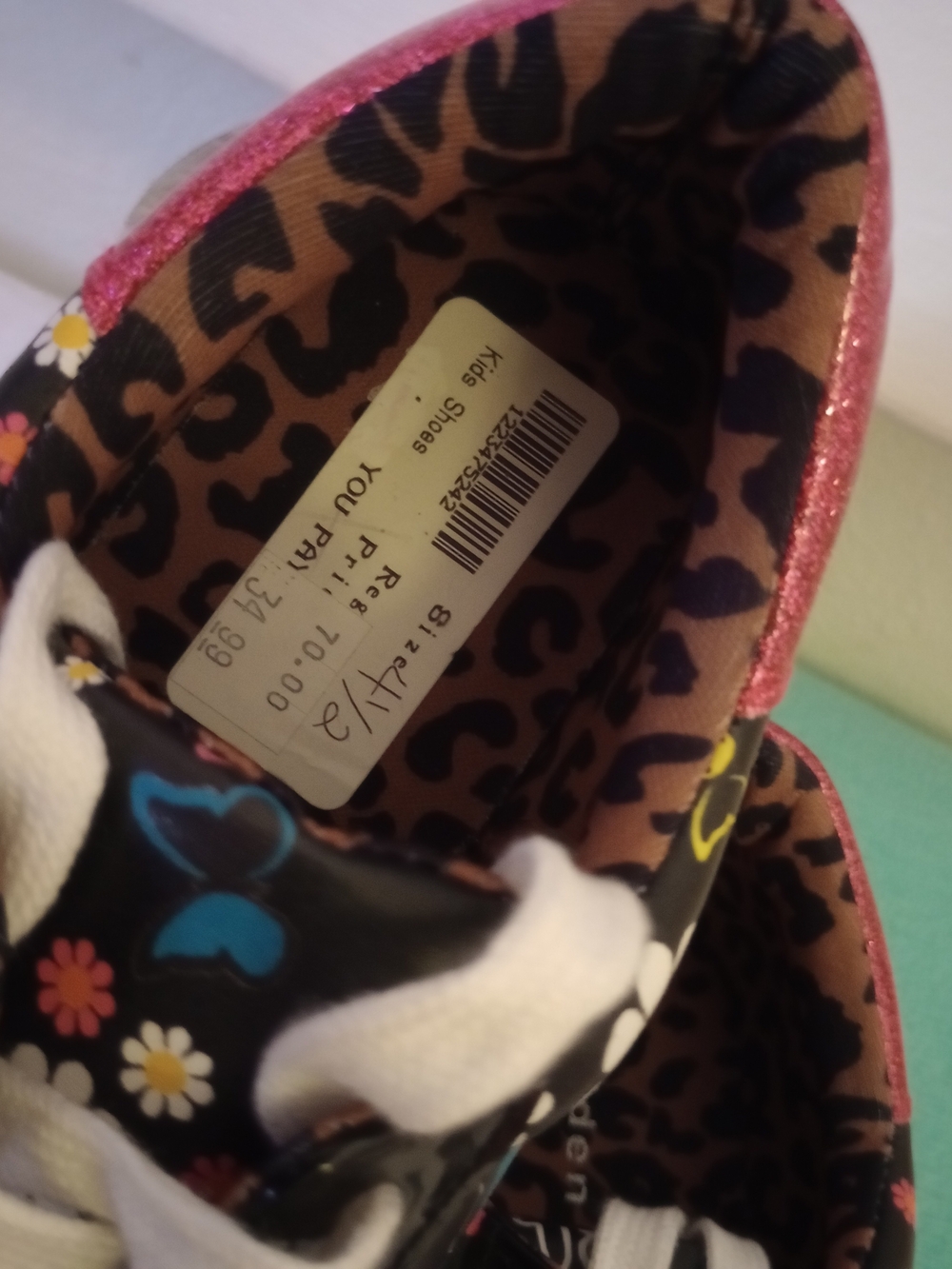 Be Bold 🌸Madden Girl Black Floral & Leopard Print Athletic Shoes with Pink Trim